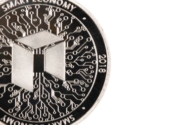 Beyaz arka planda izole gümüş Neo.