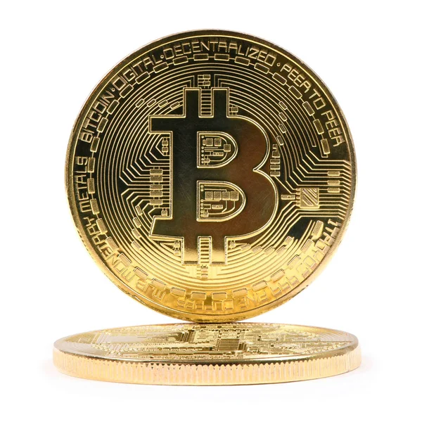 Bitcoin d'or isolé sur fond blanc. — Photo