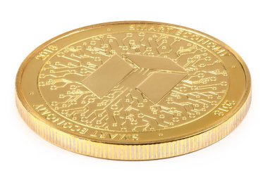 Altın Neo beyaz arka planda izole. (kırpma yolu)