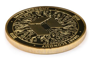 Altın Neo beyaz arka planda izole. (kırpma yolu)