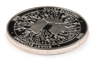 Beyaz arka planda izole gümüş Neo. (kırpma yolu)