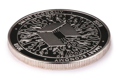 Beyaz arka planda izole gümüş Neo. (kırpma yolu)