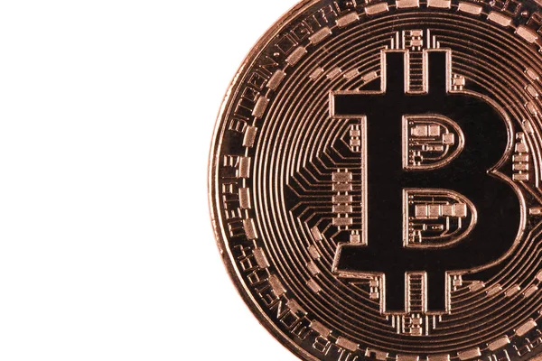 Το χάλκινο Bitcoin απομονώθηκε σε λευκό φόντο. — Φωτογραφία Αρχείου