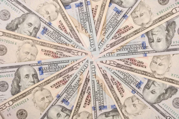 Mandala-Kaleidoskop aus Geld. abstraktes Geld Hintergrund Raster Muster wiederholen Mandala-Kreis. — Stockfoto