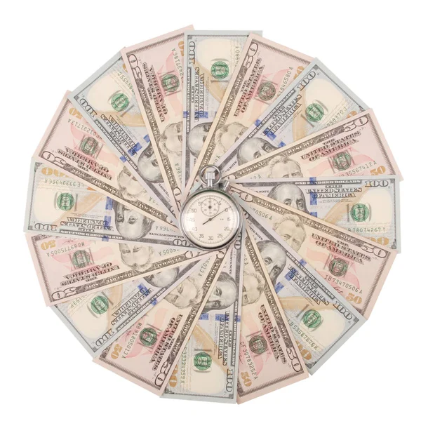 Stopperóra a Mandala kaleidoszkóp a pénz. — Stock Fotó