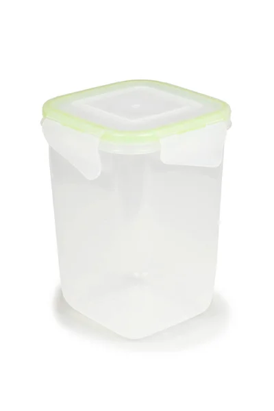 Caja de plástico para alimentos aislada en blanco (ruta de recorte ) — Foto de Stock