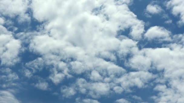 タイムラプス雲 ローリングふわふわ雲が移動している 白い光雲の時間経過 ウルトラHd晴れた雲 青空を横切って走る雲 4K背景に青空を背景に白い雲のタイムラプス — ストック動画