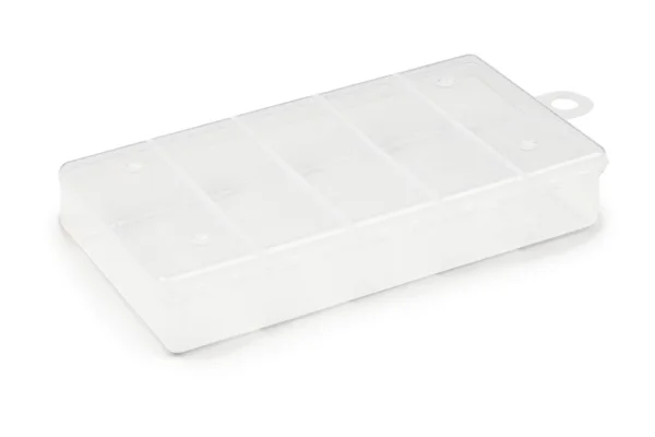 Πλαστικό κουτί τροφίμων απομονωμένο σε λευκό (διαδρομή αποκοπής) — Φωτογραφία Αρχείου