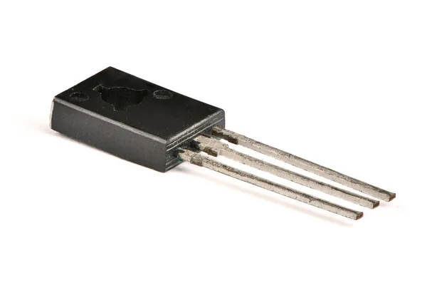 Transistor electrónico aislado sobre fondo blanco . — Foto de Stock