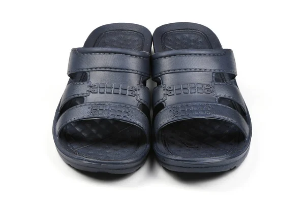 Rubberen pantoffels. Paar blauwe flip flops geïsoleerd op een witte. — Stockfoto