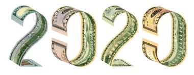 Yazıt 2020 100, 50, 20, 10 dolarlık banknotlar 3d render yapılmış