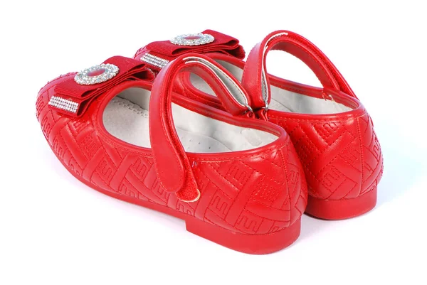 Chilren red shoes on white background. — Stock Photo, Image