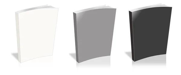 白い表面に立っている空白の垂直本のテンプレート グレー 3Dレンダリング 遠近法 — ストック写真