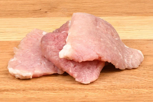 Frisches Rohes Schweinefleisch Isoliert Auf Holz Hintergrund Foto Hoher Auflösung — Stockfoto