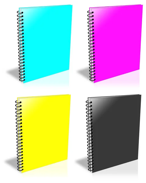 Cuaderno Espiral Vacío Cmyk Ilustración Representación Aislado Sobre Fondo Blanco — Foto de Stock