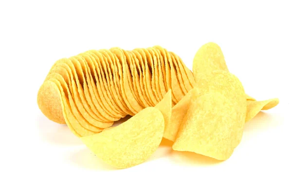 Leckere Knusprige Kartoffelchips Isoliert Auf Weißem Hintergrund Foto Hoher Auflösung — Stockfoto