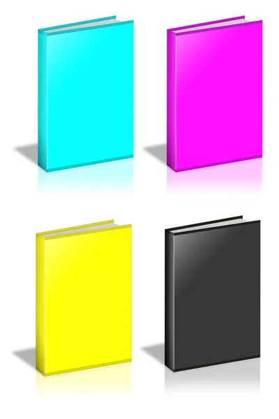 Blank Vertical Book Template Standing White Surface Cmyk Rendering Perspective — Stock Photo, Image