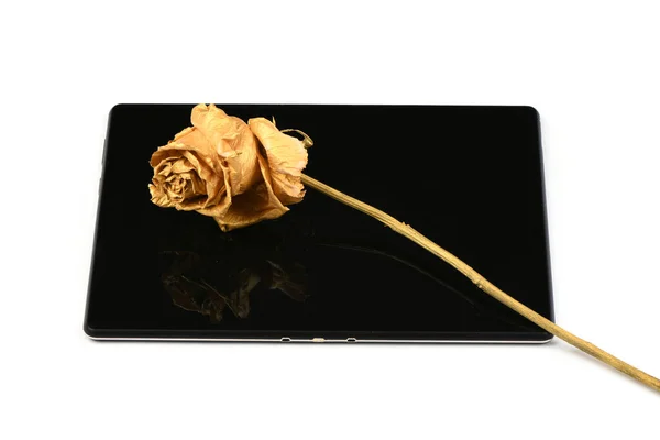 Rosa Ouro Tablet Isolado Fundo Branco Foto Alta Resolução Profundidade — Fotografia de Stock