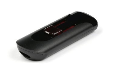 USB flaş bellek beyaz arkaplanda veri konsepti gösteriyor. Yüksek çözünürlüklü. Tam alan derinliği.