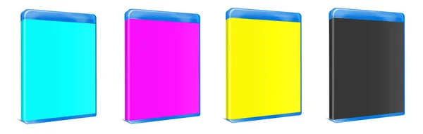 Caso Blu Ray Blanco Cmyk Ilustración Representación Aislado Sobre Fondo — Foto de Stock