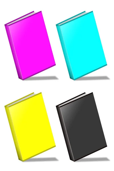 Blanco Verticale Boekensjabloon Wit Oppervlak Cmyk Weergave Perspectief — Stockfoto