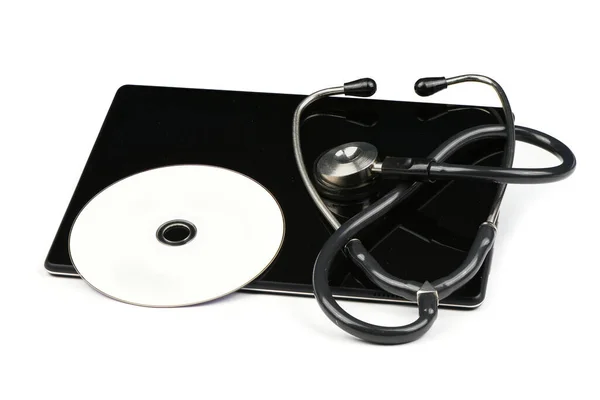 Stethoscope Tablet Isolated White Background High Resolution Photo Full Depth — Stock Photo, Image