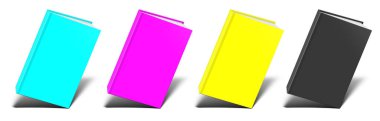 Beyaz üzerine gölge izole boş kitap modeli CMYK. Görüntü 3B oluşturma.