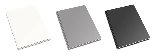 Libro Blanco Maqueta Blanco Gris Negro Con Sombra Aislada Sobre —  Fotos de Stock