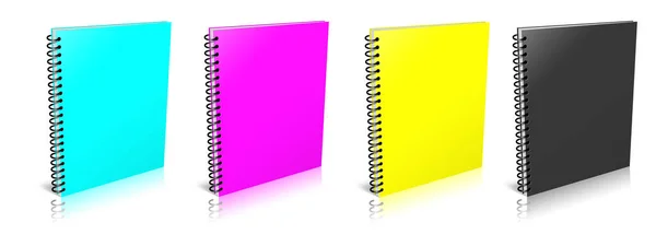 Cuaderno Espiral Vacío Cmyk Ilustración Representación Aislado Sobre Fondo Blanco — Foto de Stock