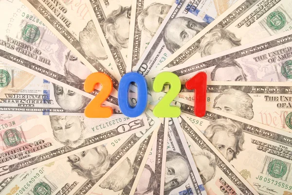 2021 Ano Novo Isolado Fundo Branco Dinheiro Fundo Raster Padrão — Fotografia de Stock