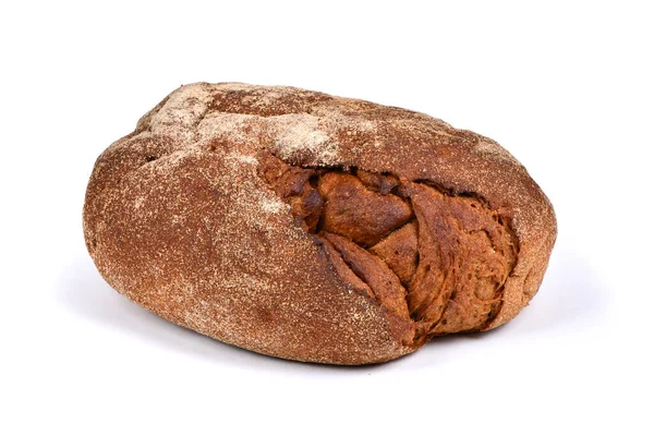 Čerstvě Upečené Bochníky Tradičního Kulatého Žitného Chleba Izolovaného Bílém Pozadí — Stock fotografie