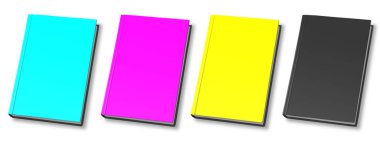 Beyaz üzerine gölge izole boş kitap modeli CMYK. Görüntü 3B oluşturma.