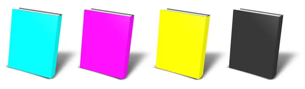 Libro Bianco Mockup Cmyk Con Ombra Isolata Sul Bianco Illustrazione — Foto Stock