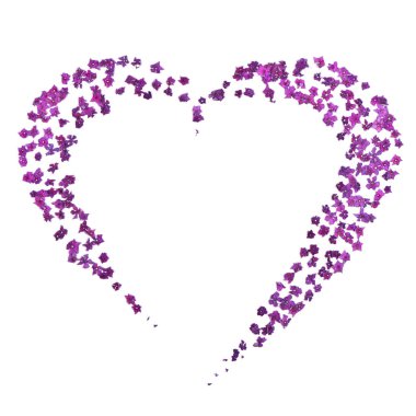 Soluk mor ortanca kalp şeklinde yola çıktı. Beyaz arka planda izole edilmiş. Yüksek çözünürlüklü. Tam alan derinliği. Aşk fotoğrafı konsepti