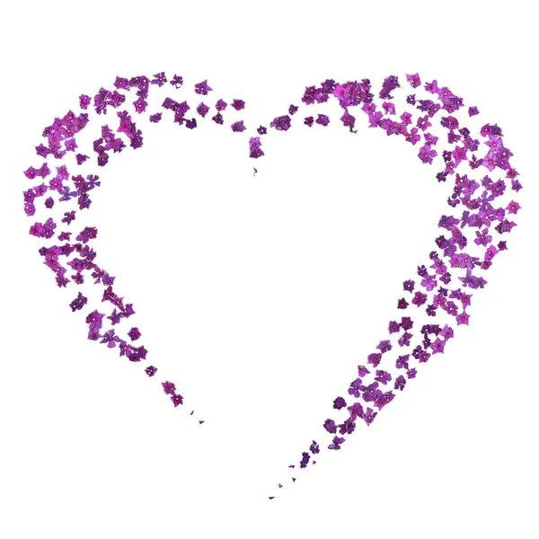 Faded Purple Hydrangea Set Out Form Heart Isolated White Background — Stock Photo, Image