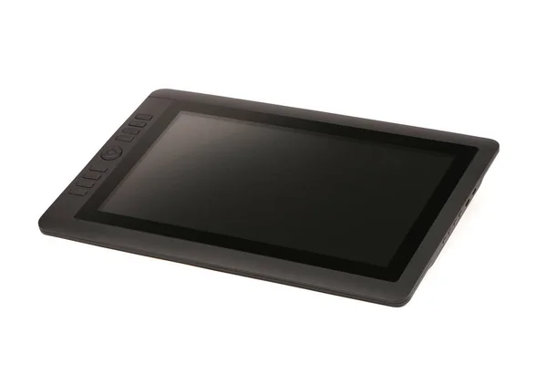 Ψηφιακό Tablet Μαύρο Χρώμα Κάλυμμα Απομονώνονται Λευκό Φόντο Μαύρο Tablet — Φωτογραφία Αρχείου