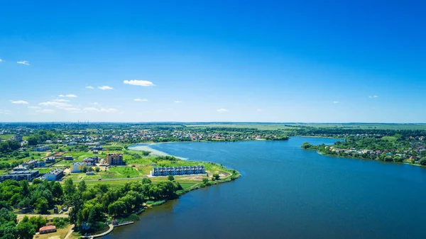 Luchtfoto Van Stad Natuur Zonnige Dag — Stockfoto