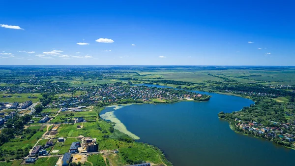 Luchtfoto Van Stad Natuur Zonnige Dag — Stockfoto