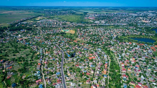 Aerial View City Sunny Day — Stock Photo, Image