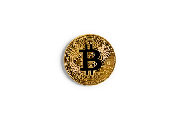 Bitcoin Pièce Monnaie Internet Isolé Sur Fond Blanc — Photo