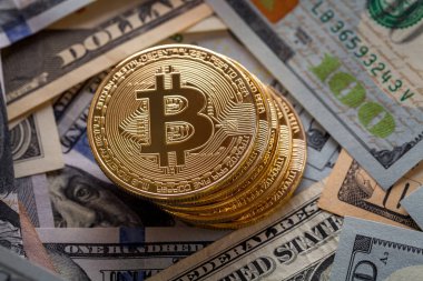 Elektronik kripto para, altın bitcoin dolar 