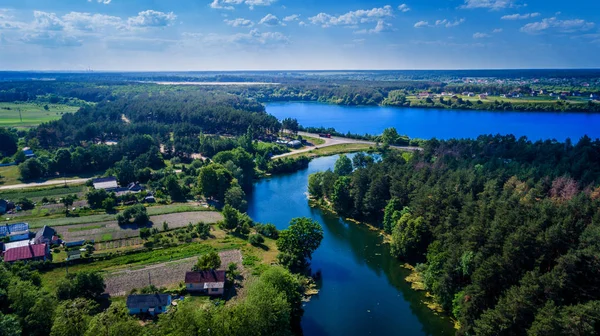 Letecký Pohled Město Při Západu Slunce Drone Quadrocopter — Stock fotografie