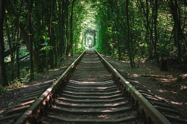 Ferrocarril Túnel Del Bosque Primavera Del Amor — Foto de Stock