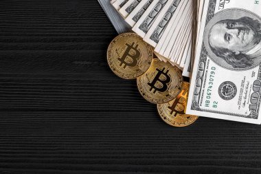 Altın bitcoin sikke ve bize dolar kapatın. Elektronik kripto para