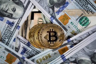 Altın bitcoin sikke ve bize dolar kapatın. Elektronik kripto para