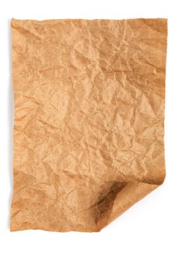 beyaz bir arka plan üzerinde izole sarı kraft kağıt