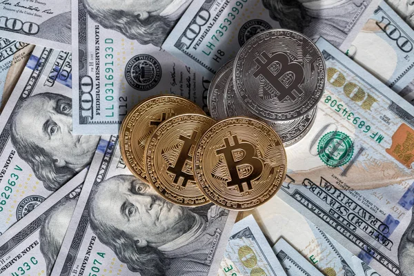 Altın bitcoin sikke ve bize dolar kapatın. Elektronik kripto para