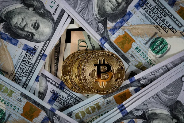 Altın bitcoin sikke ve bize dolar kapatın. Elektronik kripto para