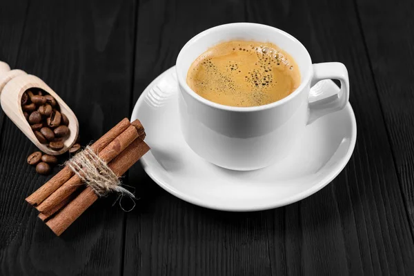 Cup Coffee Brown Sugar Wooden Table — Stock Photo, Image