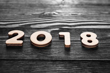 Sığ derinlik closeup 2018 ahşap sayıda alan